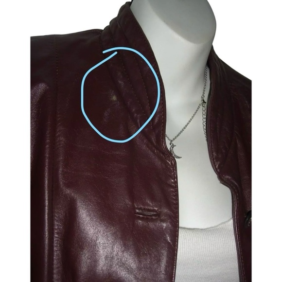 Vintage 80's Wilsons Oxblood Leather Jacket Crop Trench Retro Goth ALT egirl Spy - Picture 15 of 16